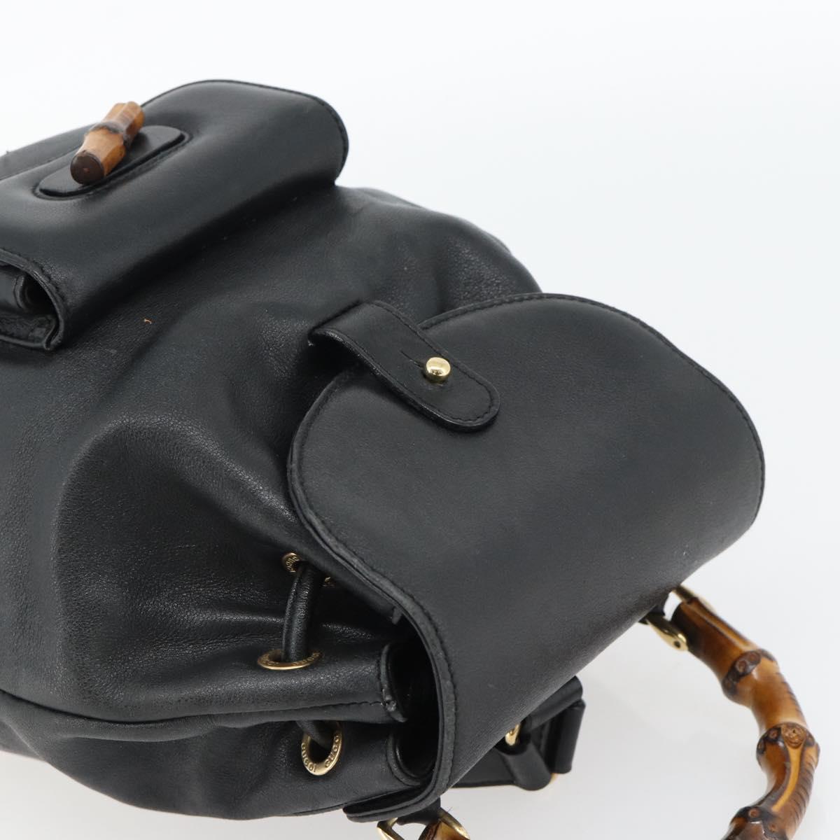 GUCCI Bamboo Backpack Leather Black Gold 003 2034 0030 Auth ka4402 - Jerrillo image 6