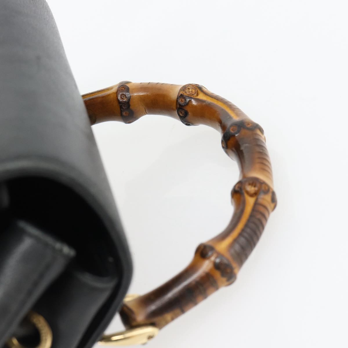 GUCCI Bamboo Backpack Leather Black Gold 003 2034 0030 Auth ka4402 - Jerrillo image 8