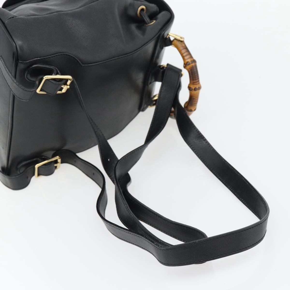 GUCCI Bamboo Backpack Leather Black Gold 003 2034 0030 Auth ka4402 - Jerrillo image 9