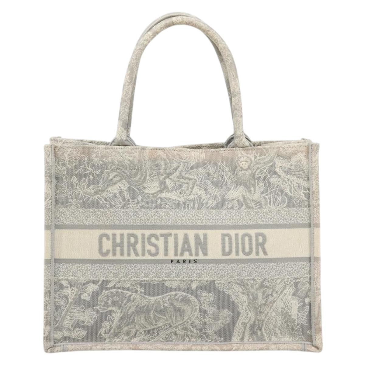 Christian Dior Book Tote Medium Hand Bag Canvas Gray Auth ka4510A - Jerrillo image 2
