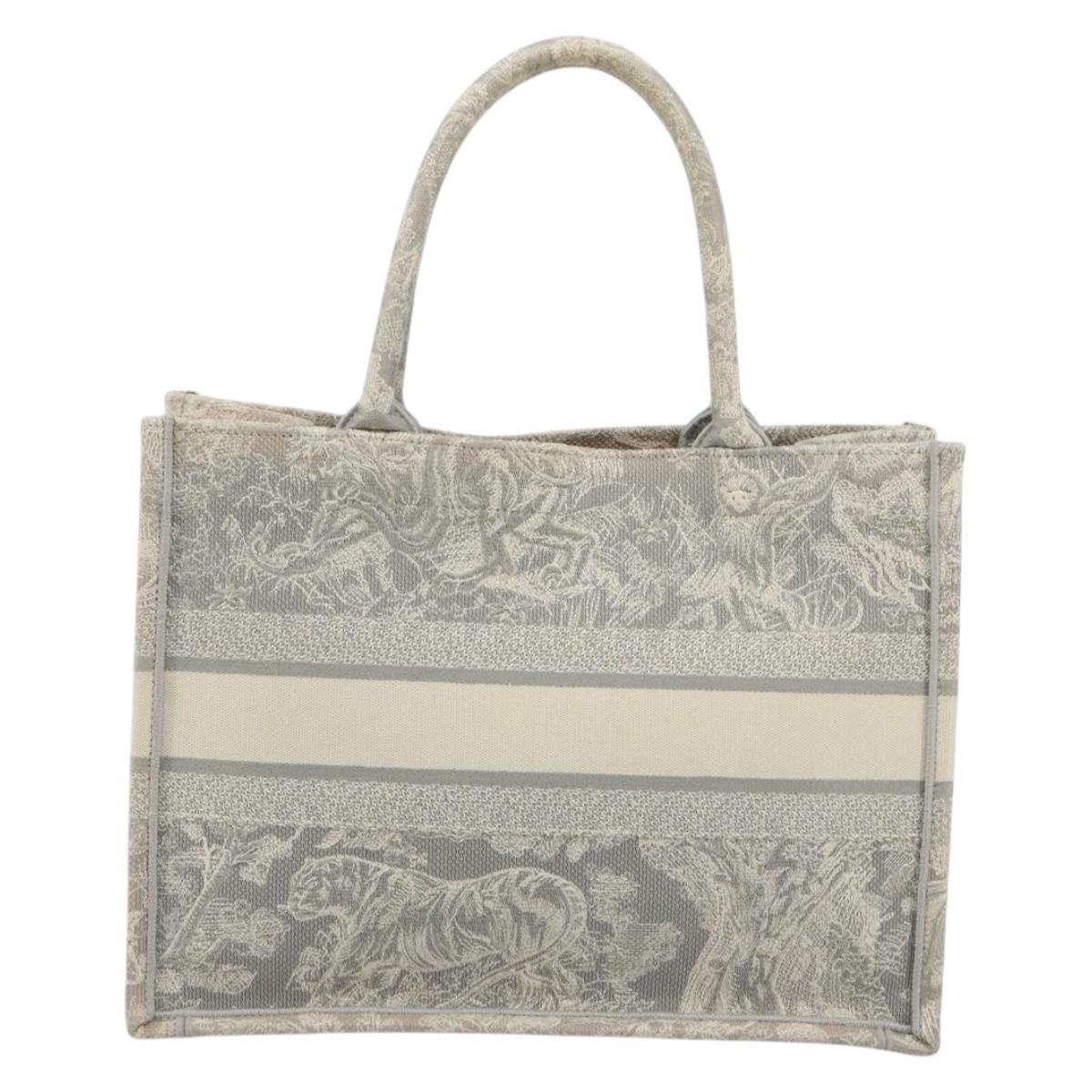 Christian Dior Book Tote Medium Hand Bag Canvas Gray Auth ka4510A - Jerrillo image 3