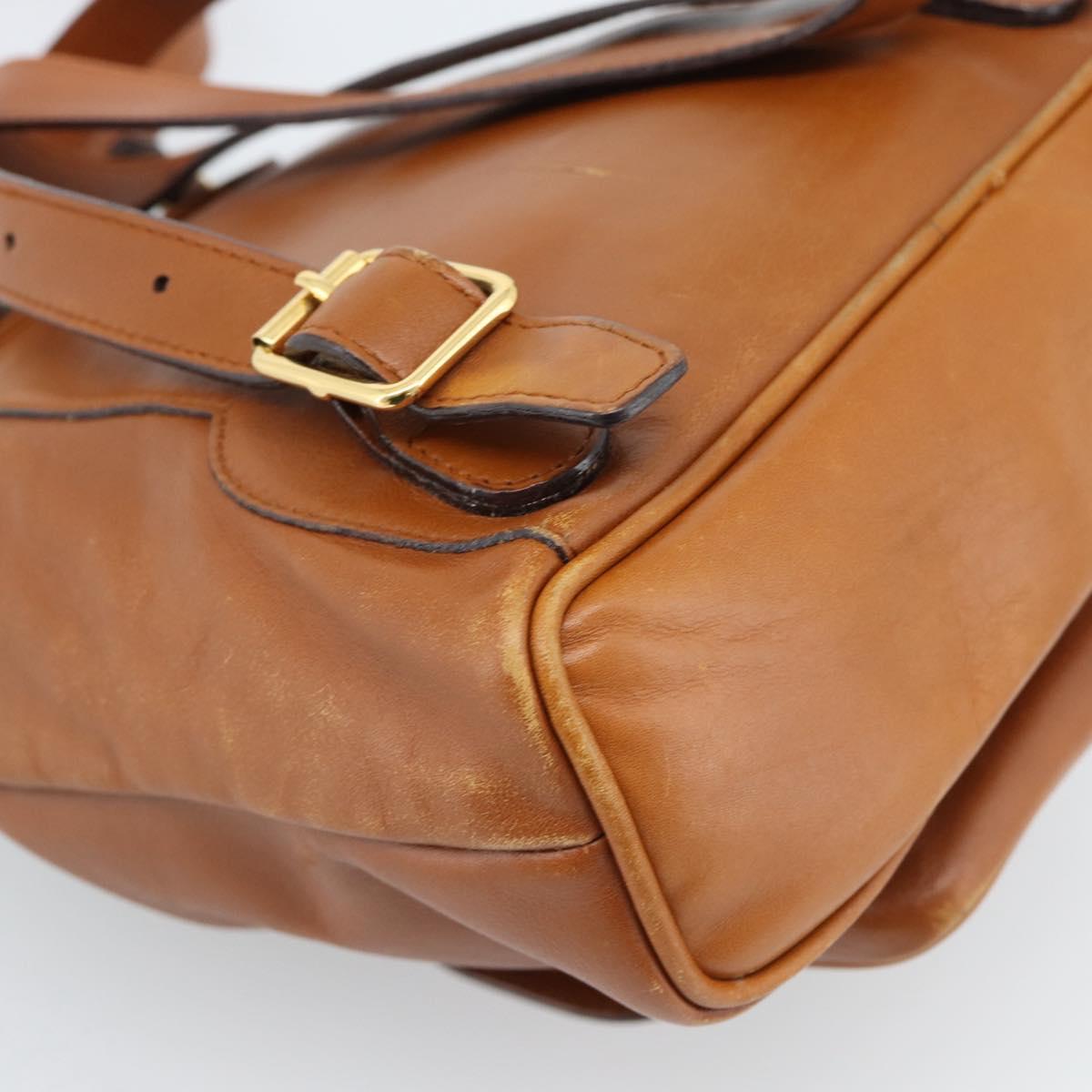 GUCCI Bamboo Backpack Leather Brown Gold Auth ka4595 - Jerrillo image 10