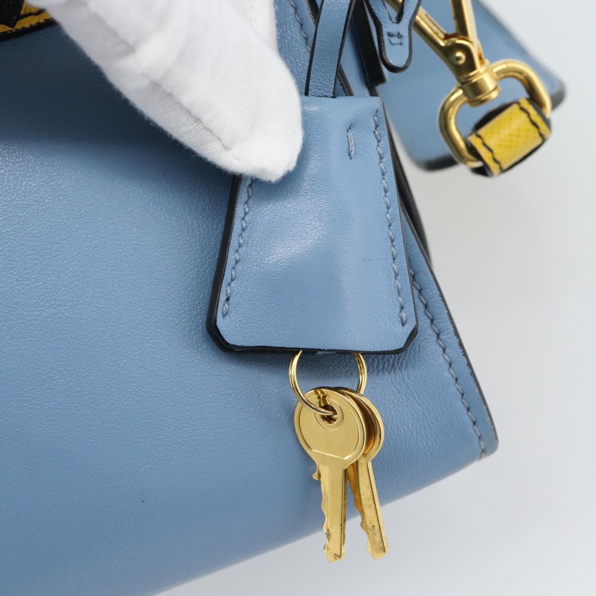 PRADA Shoulder Bag Leather Light Blue Gold Auth ka4742M - Jerrillo image 8