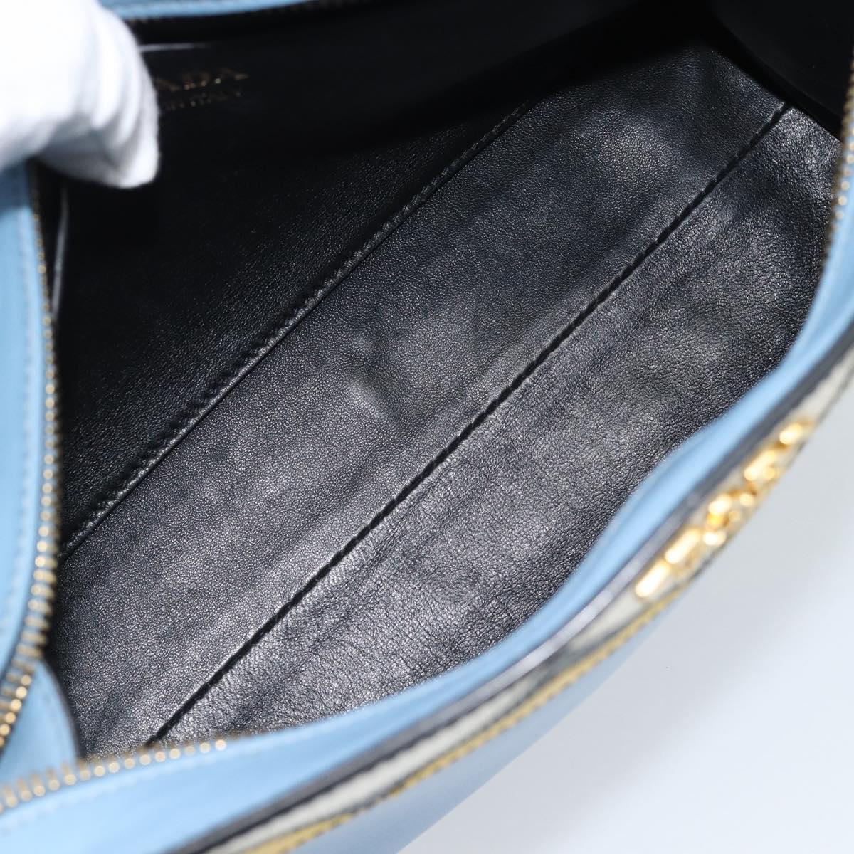 PRADA Shoulder Bag Leather Light Blue Gold Auth ka4742M - Jerrillo image 9
