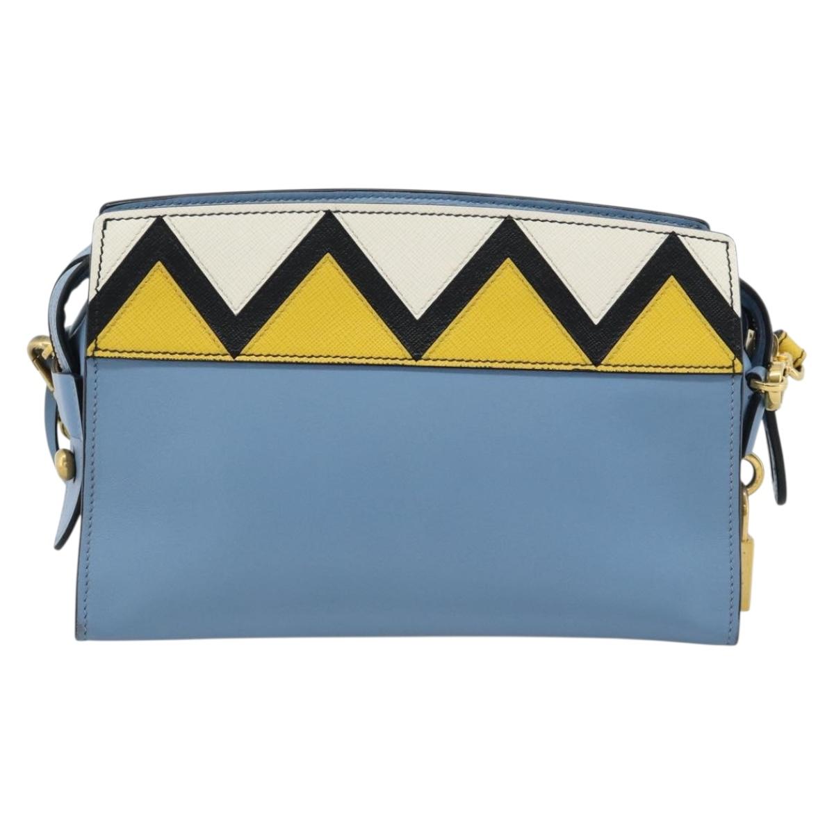 PRADA Shoulder Bag Leather Light Blue Gold Auth ka4742M - Jerrillo image 2