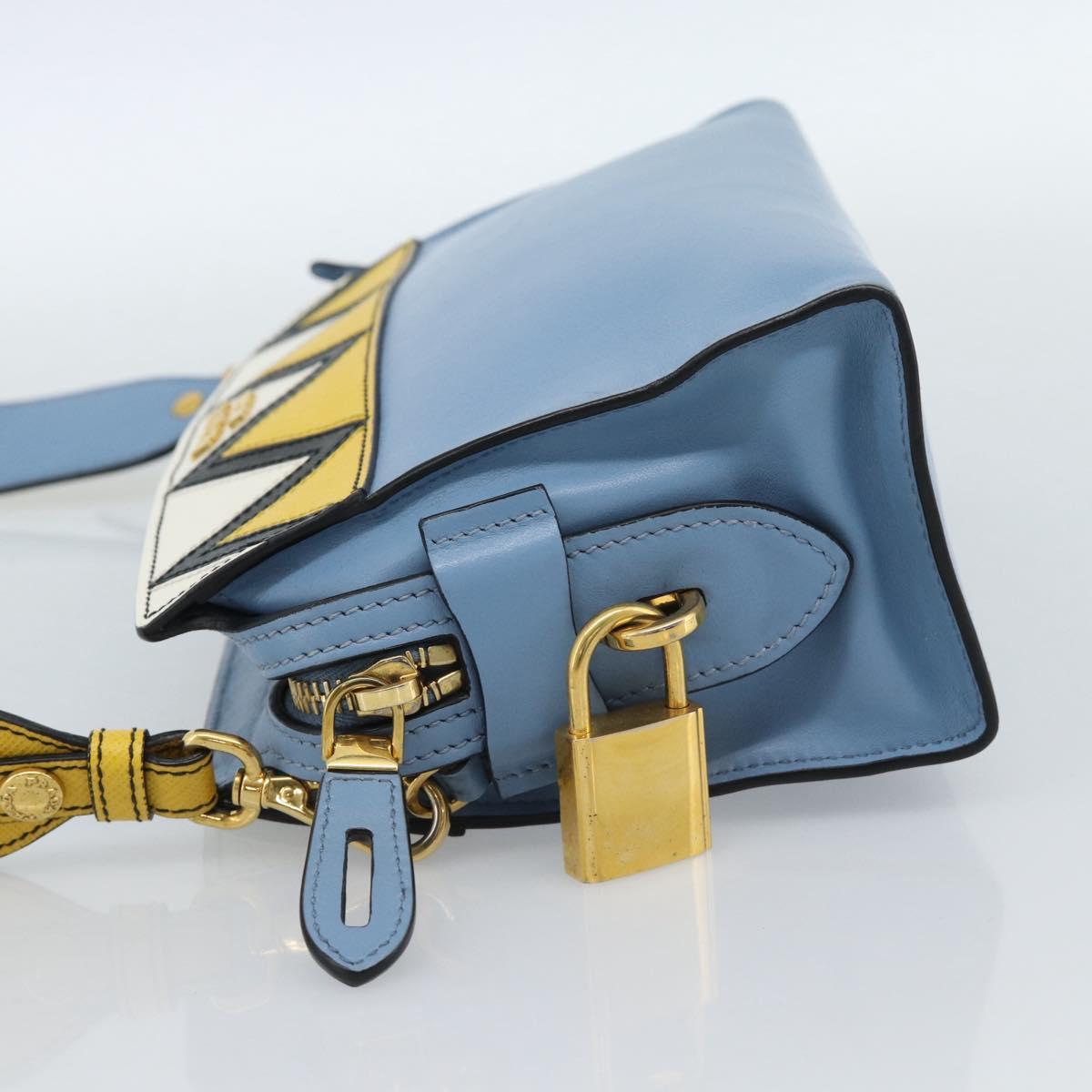 PRADA Shoulder Bag Leather Light Blue Gold Auth ka4742M - Jerrillo image 3