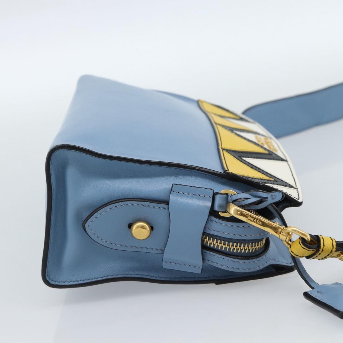 PRADA Shoulder Bag Leather Light Blue Gold Auth ka4742M - Jerrillo image 4