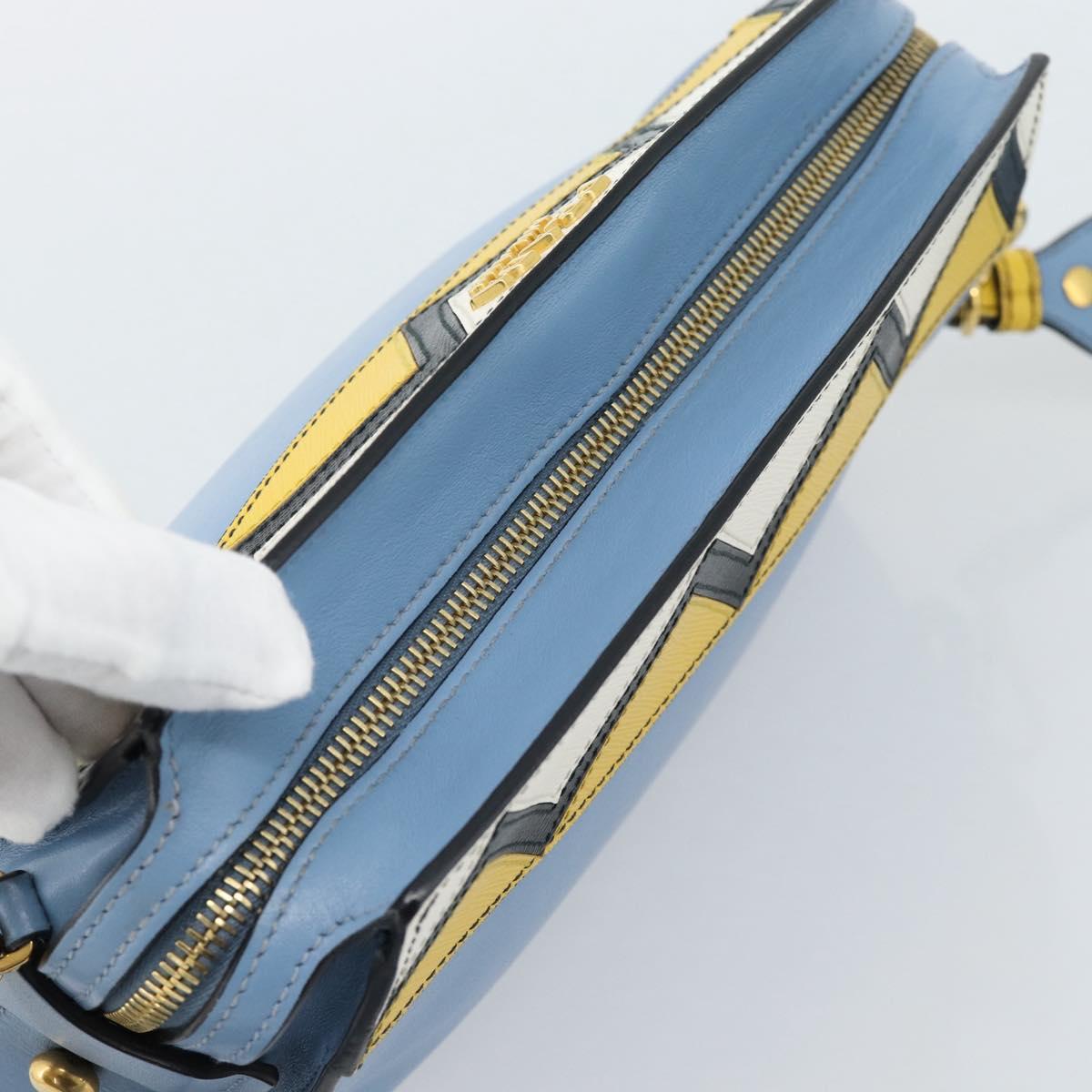 PRADA Shoulder Bag Leather Light Blue Gold Auth ka4742M - Jerrillo image 6