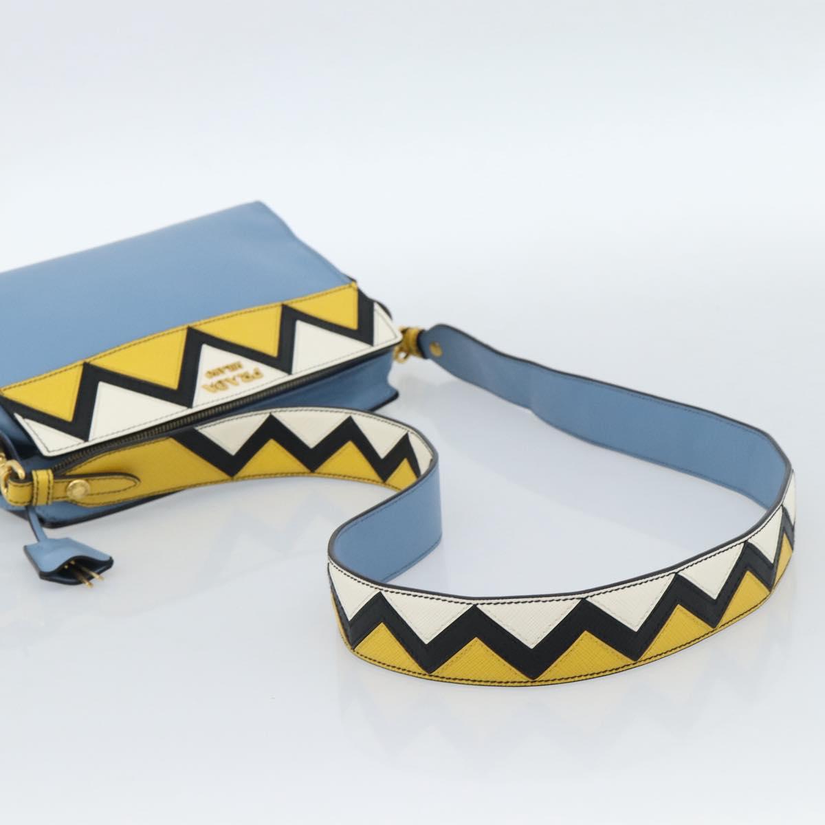 PRADA Shoulder Bag Leather Light Blue Gold Auth ka4742M - Jerrillo image 7