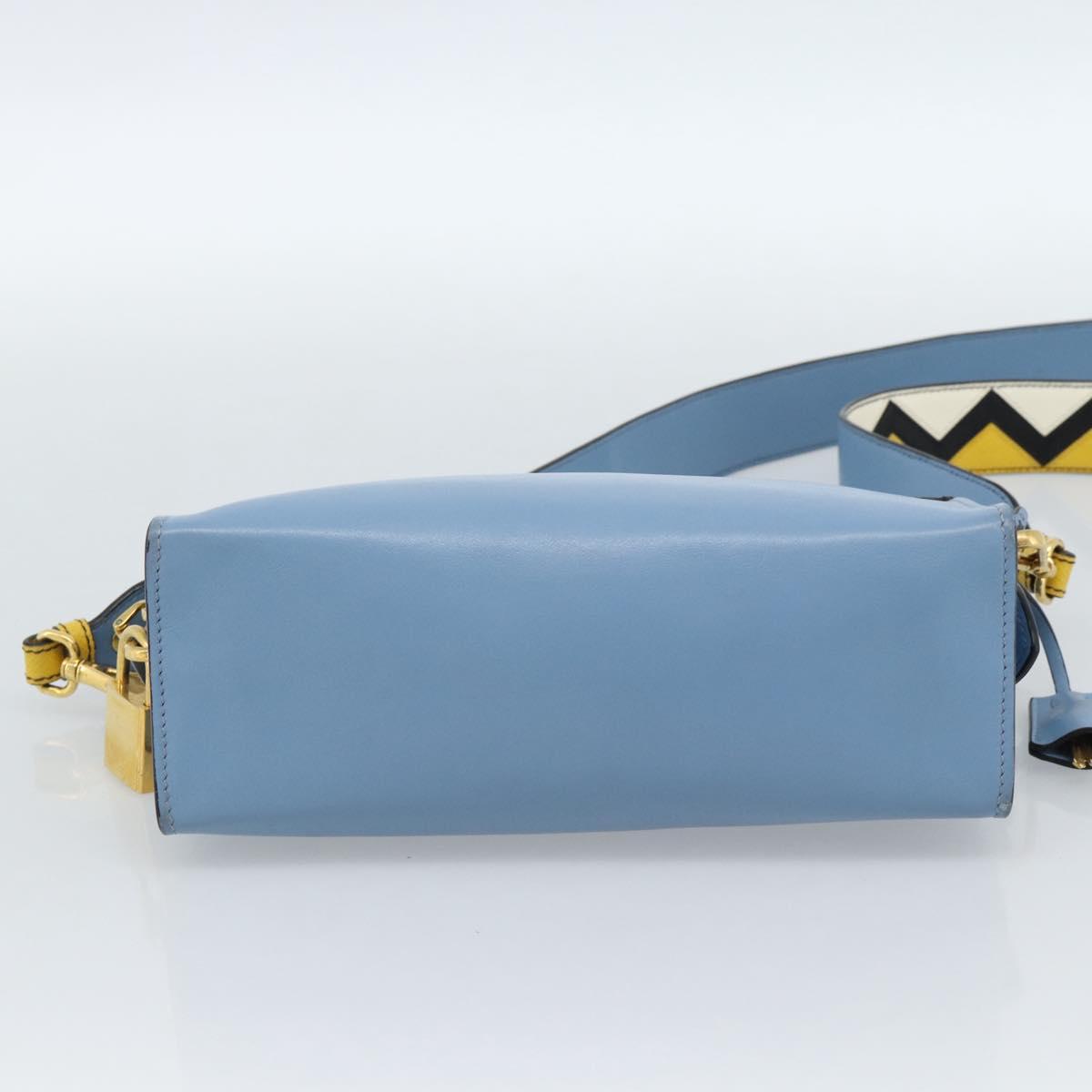 PRADA Shoulder Bag Leather Light Blue Gold Auth ka4742M - Jerrillo image 5