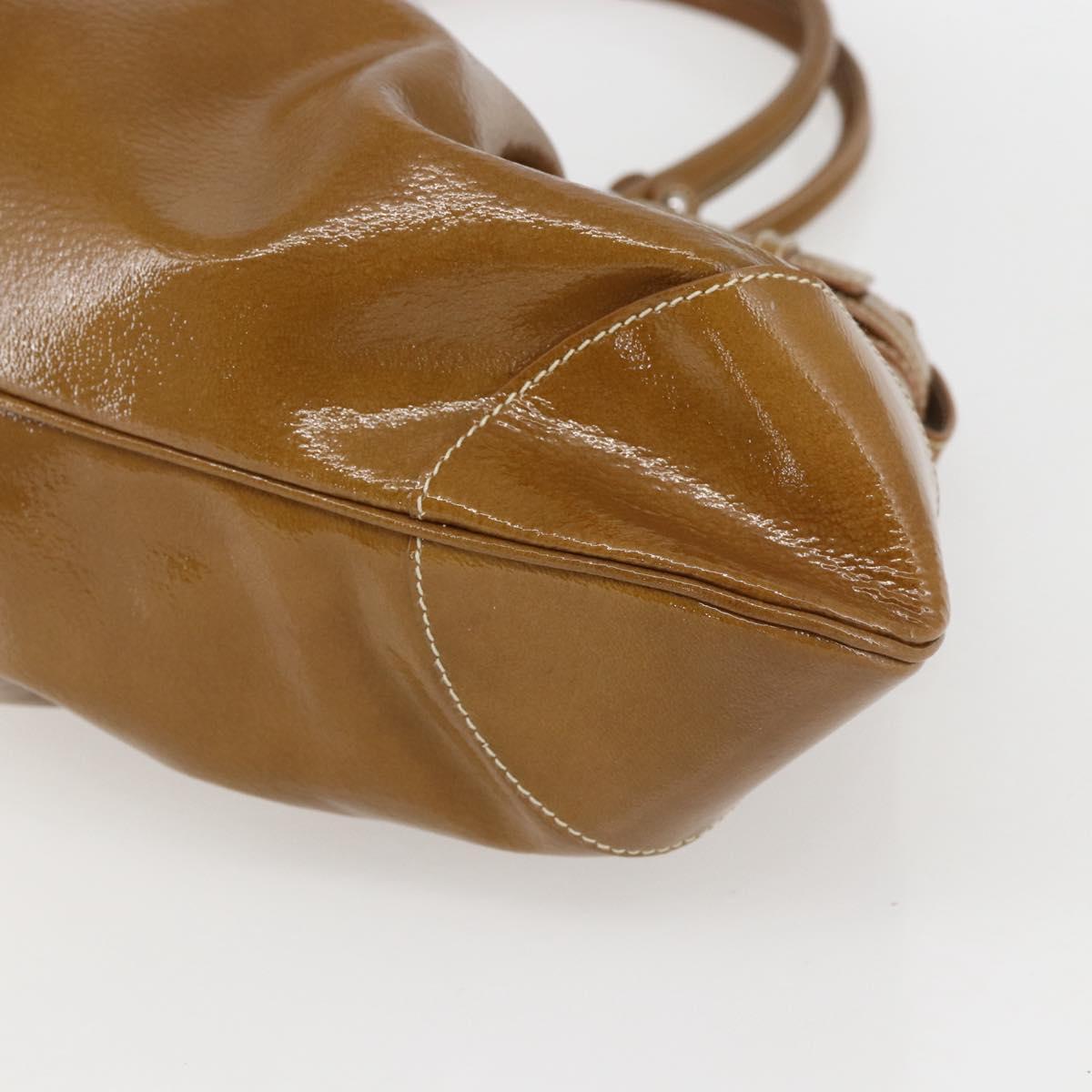 Salvatore Ferragamo Gancini Shoulder Bag Patent leather Brown Silver Auth ka928 - Jerrillo image 9