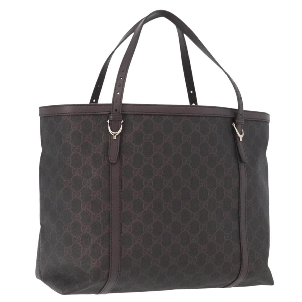 GUCCI GG Supreme Tote Bag PVC Gold Dark Brown 309613 Auth ki6444 - Jerrillo