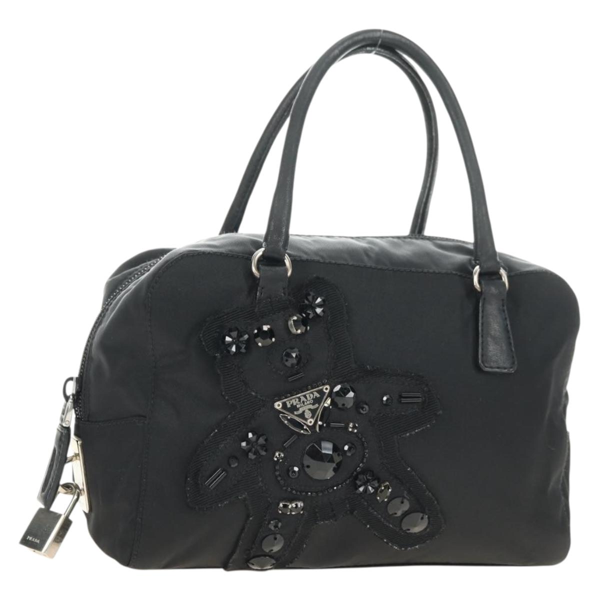 PRADA Hand Bag Nylon Black Silver Auth ki6652SM - Jerrillo