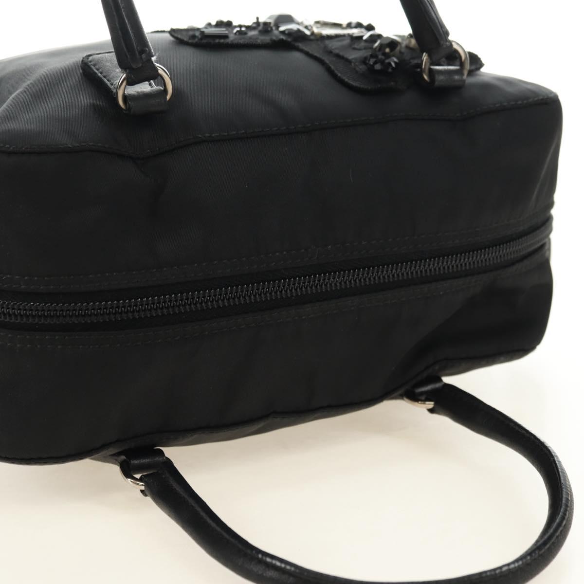 PRADA Hand Bag Nylon Black Silver Auth ki6652SM - Jerrillo image 6