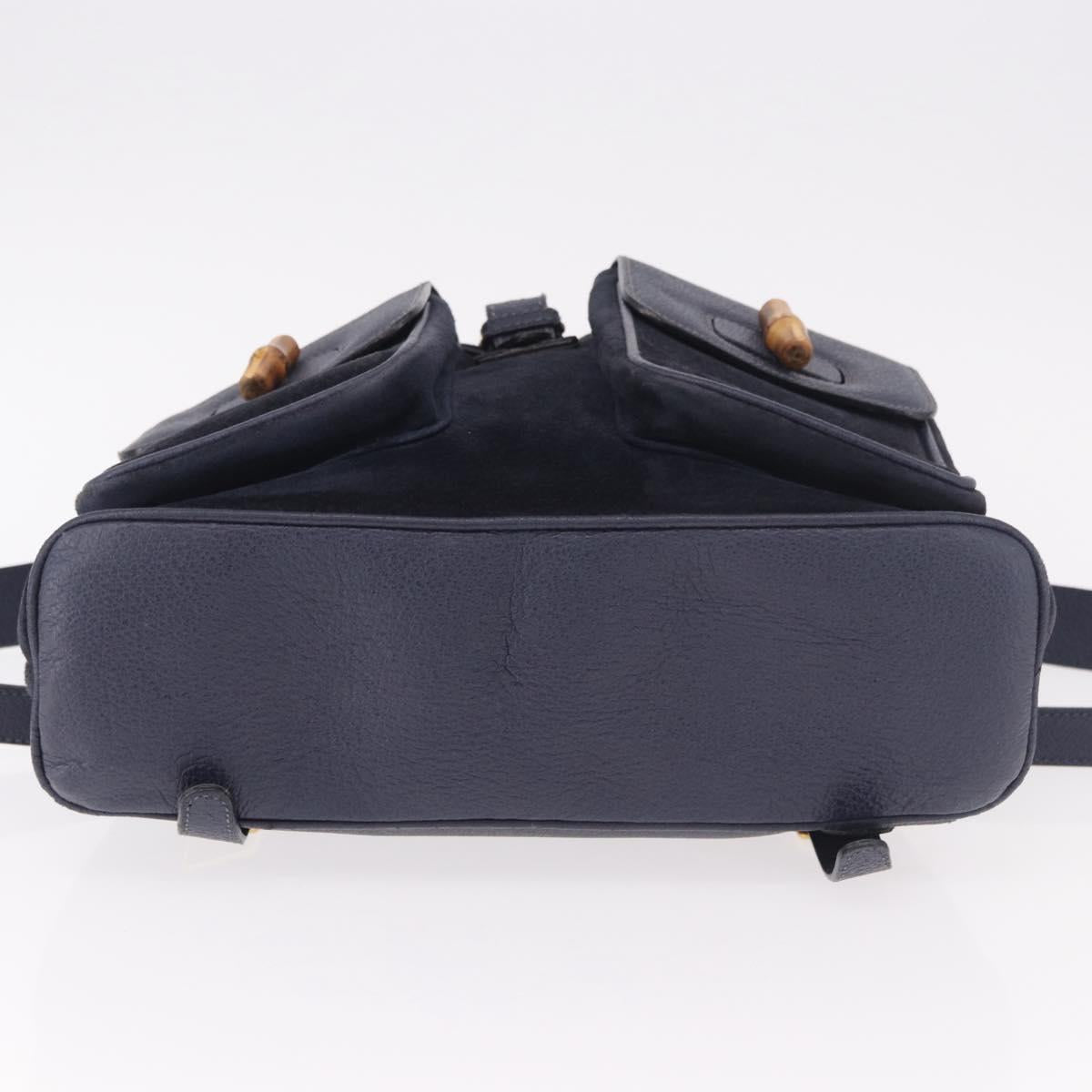 GUCCI Bamboo Backpack Suede Navy Gold 003 2058 0016 Auth ki6672A - Jerrillo image 5