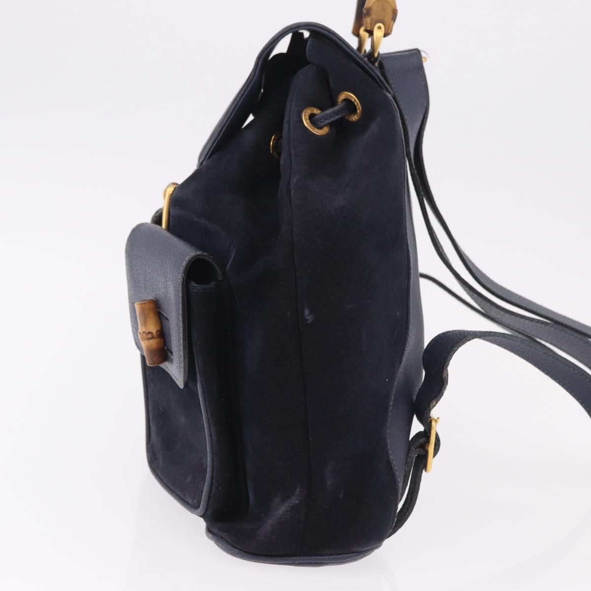 GUCCI Bamboo Backpack Suede Navy Gold 003 2058 0016 Auth ki6672A - Jerrillo image 3