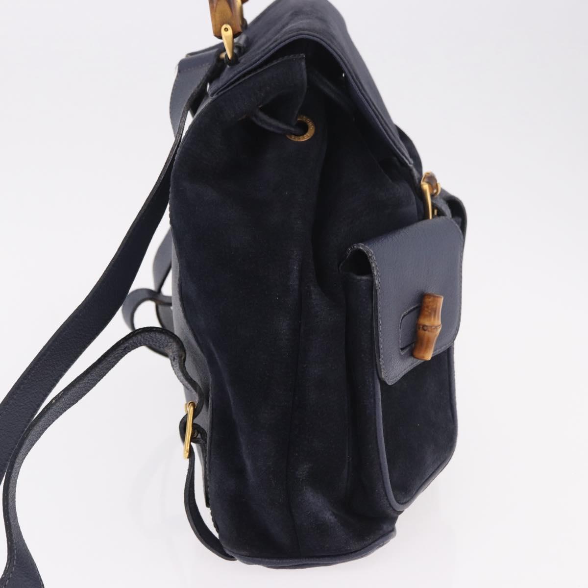 GUCCI Bamboo Backpack Suede Navy Gold 003 2058 0016 Auth ki6672A - Jerrillo image 4