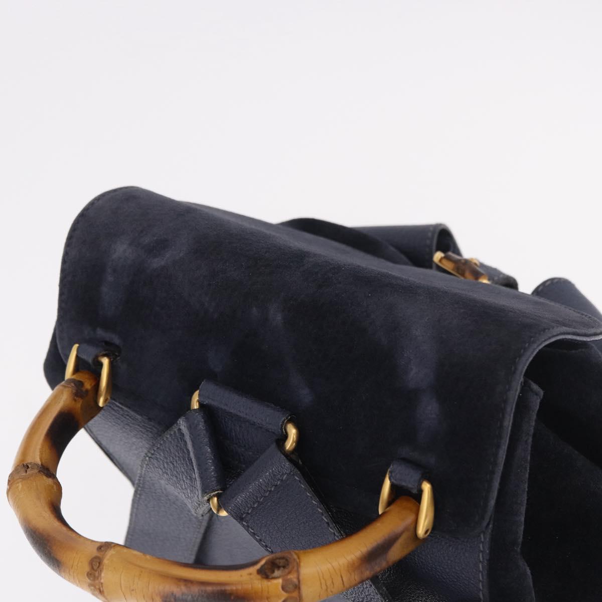 GUCCI Bamboo Backpack Suede Navy Gold 003 2058 0016 Auth ki6672A - Jerrillo image 6