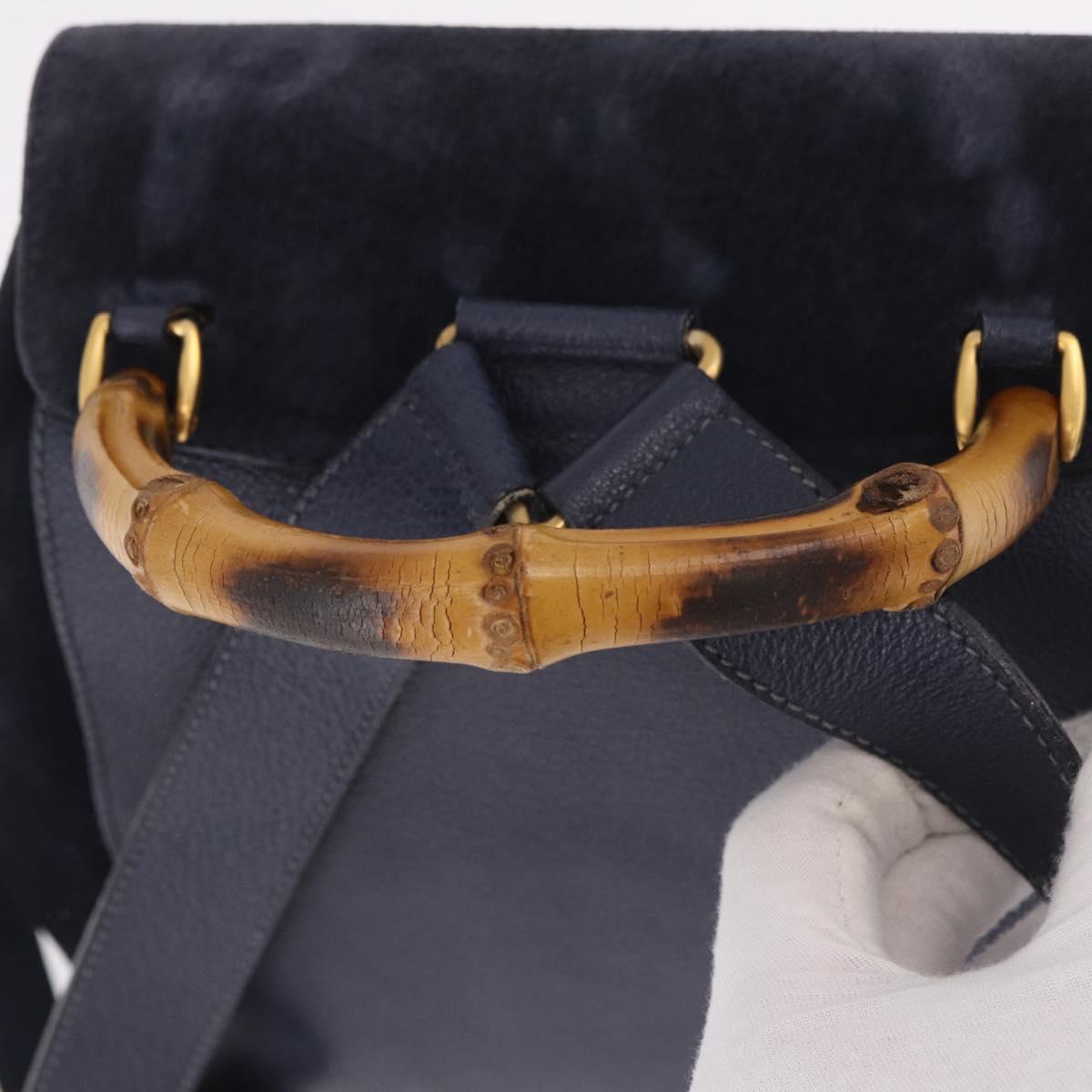 GUCCI Bamboo Backpack Suede Navy Gold 003 2058 0016 Auth ki6672A - Jerrillo image 7