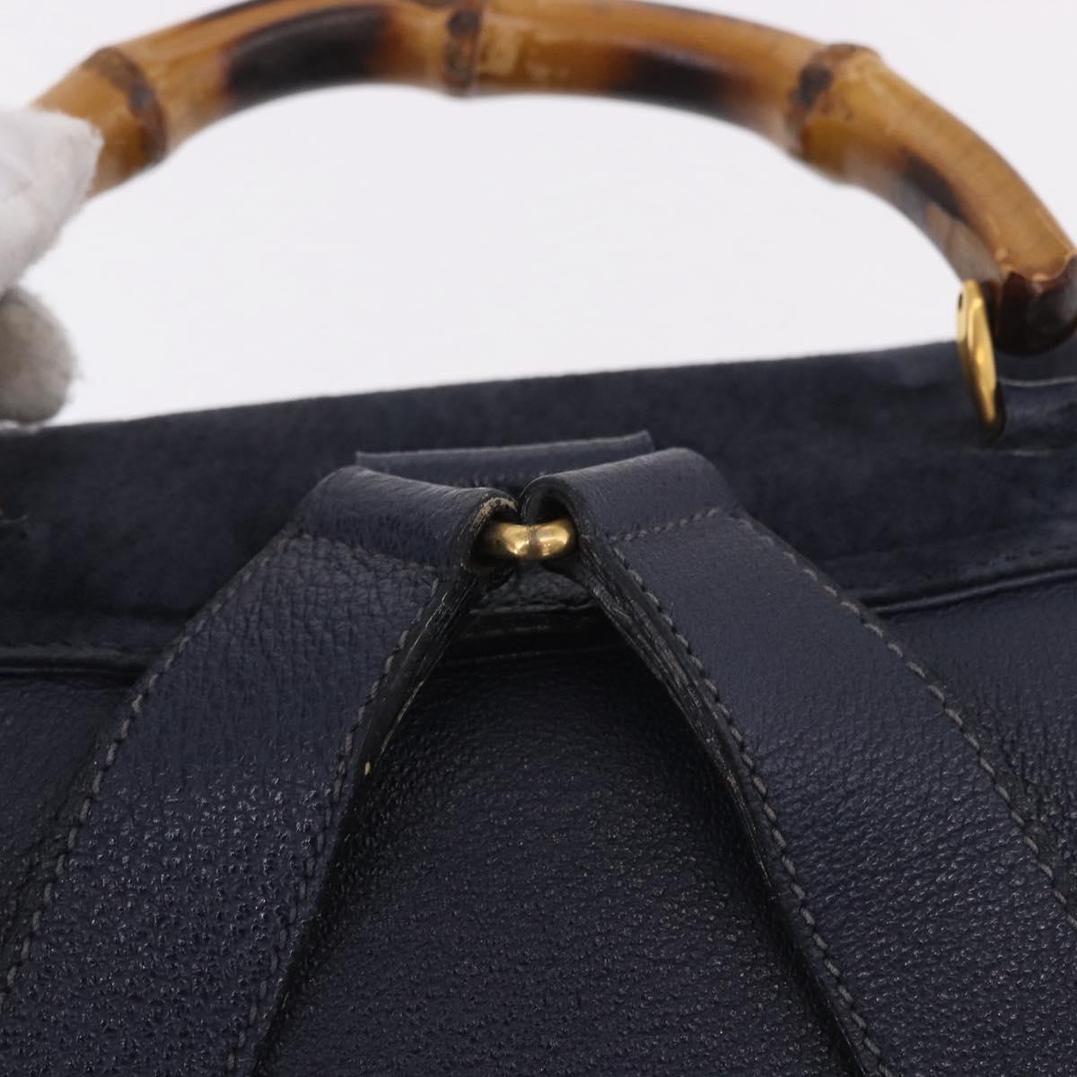 GUCCI Bamboo Backpack Suede Navy Gold 003 2058 0016 Auth ki6672A - Jerrillo image 9