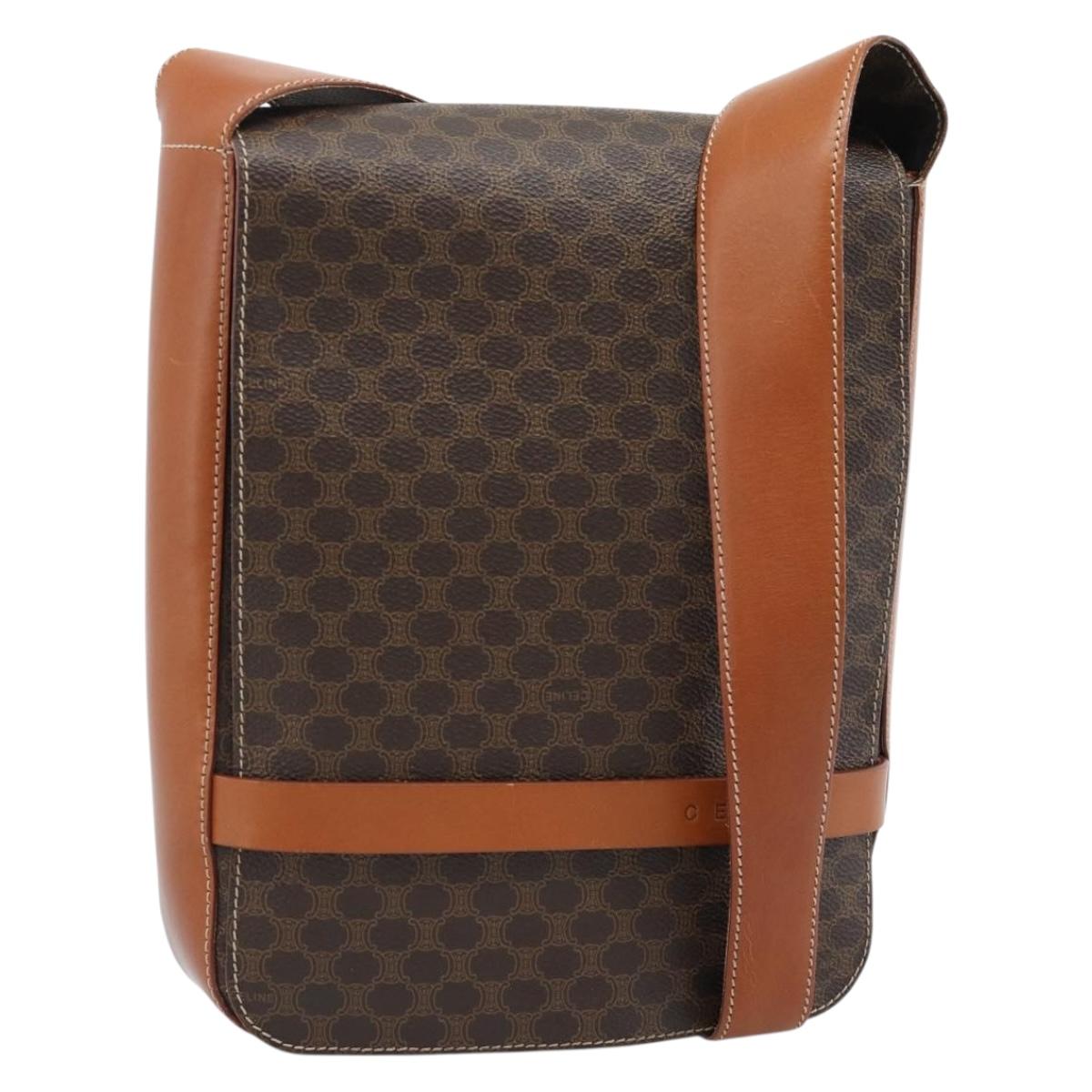 CELINE Macadam Canvas Shoulder Bag PVC Leather Brown Gold Auth ki6682A - Jerrillo