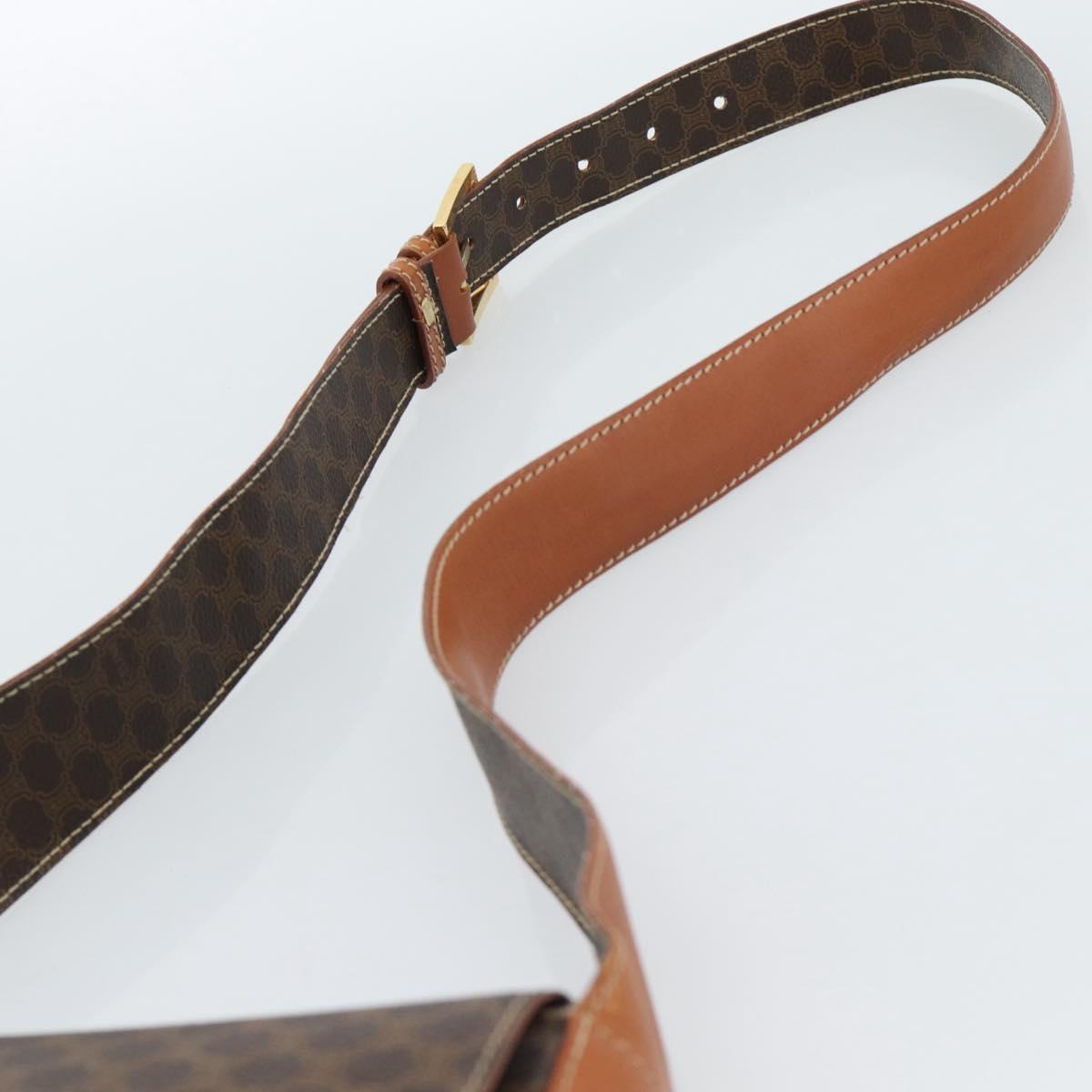 CELINE Macadam Canvas Shoulder Bag PVC Leather Brown Gold Auth ki6682A - Jerrillo image 8