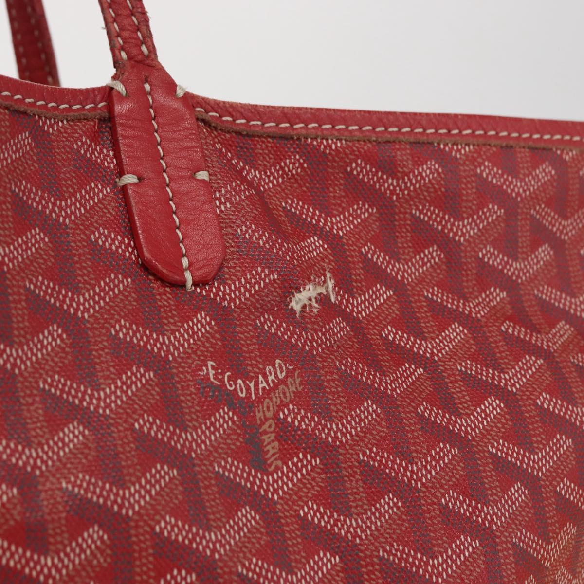 GOYARD Herringbone Saint Louis GM Tote Bag PVC Red Auth mr1936 - Jerrillo image 3