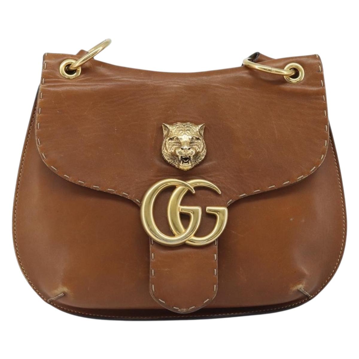 GUCCI Shoulder Bag Leather Brown Gold 409154 Auth mr2049 - Jerrillo image 2