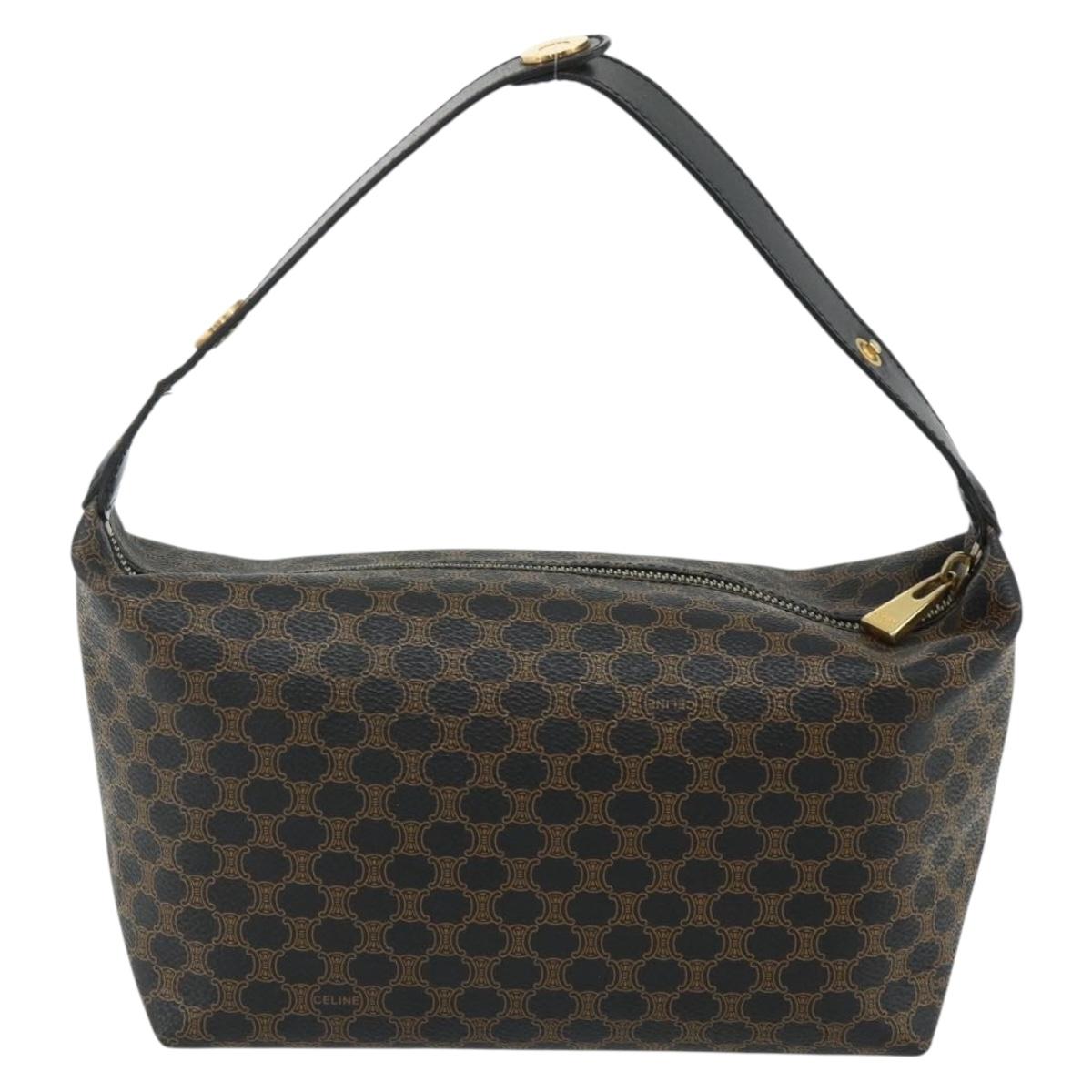 CELINE Macadam Canvas Hand Bag PVC Leather Black Gold Auth mr2503A - Jerrillo image 3