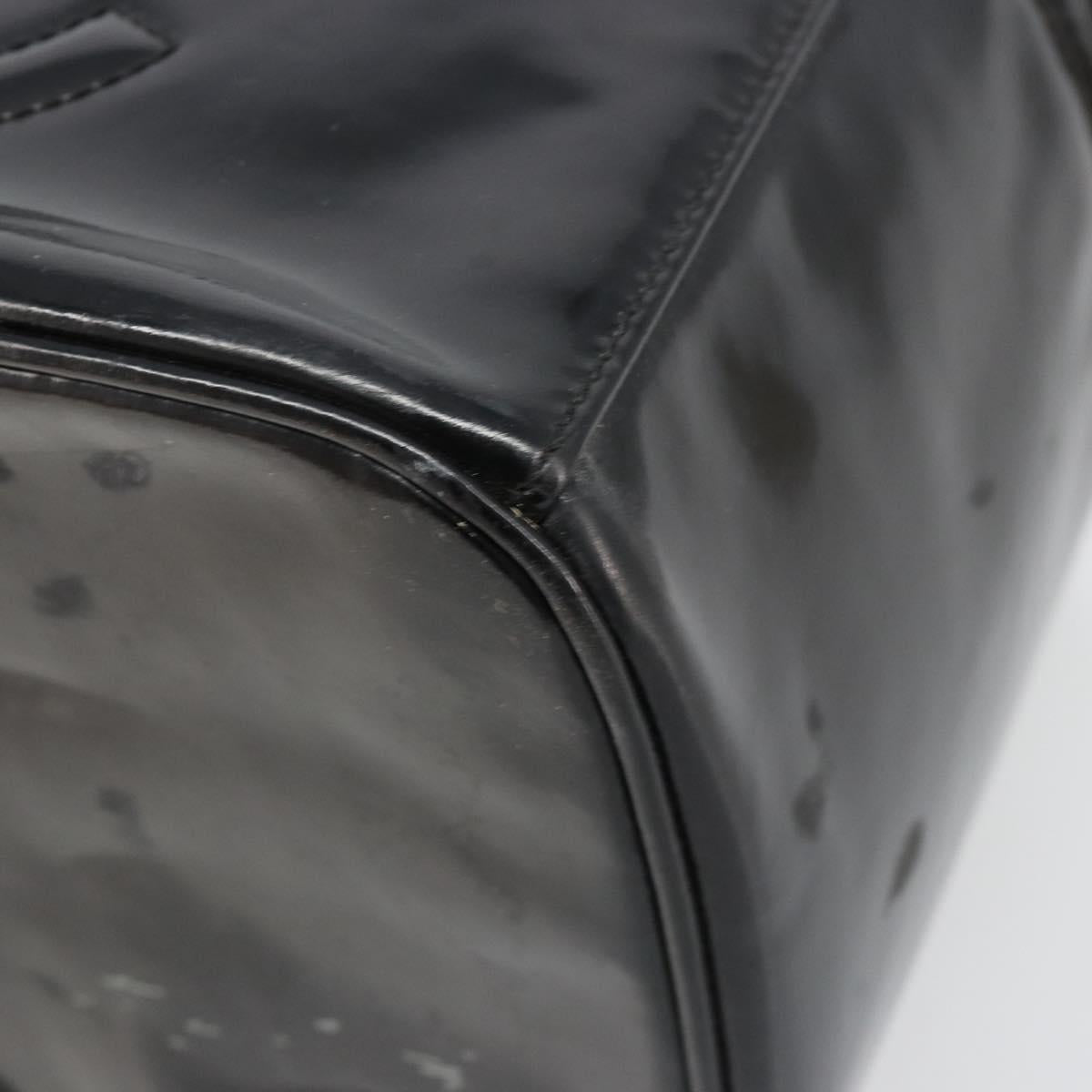 CHANEL Vanity Hand Bag Patent leather 2way Black Gold CC Auth MY059 - Jerrillo image 9