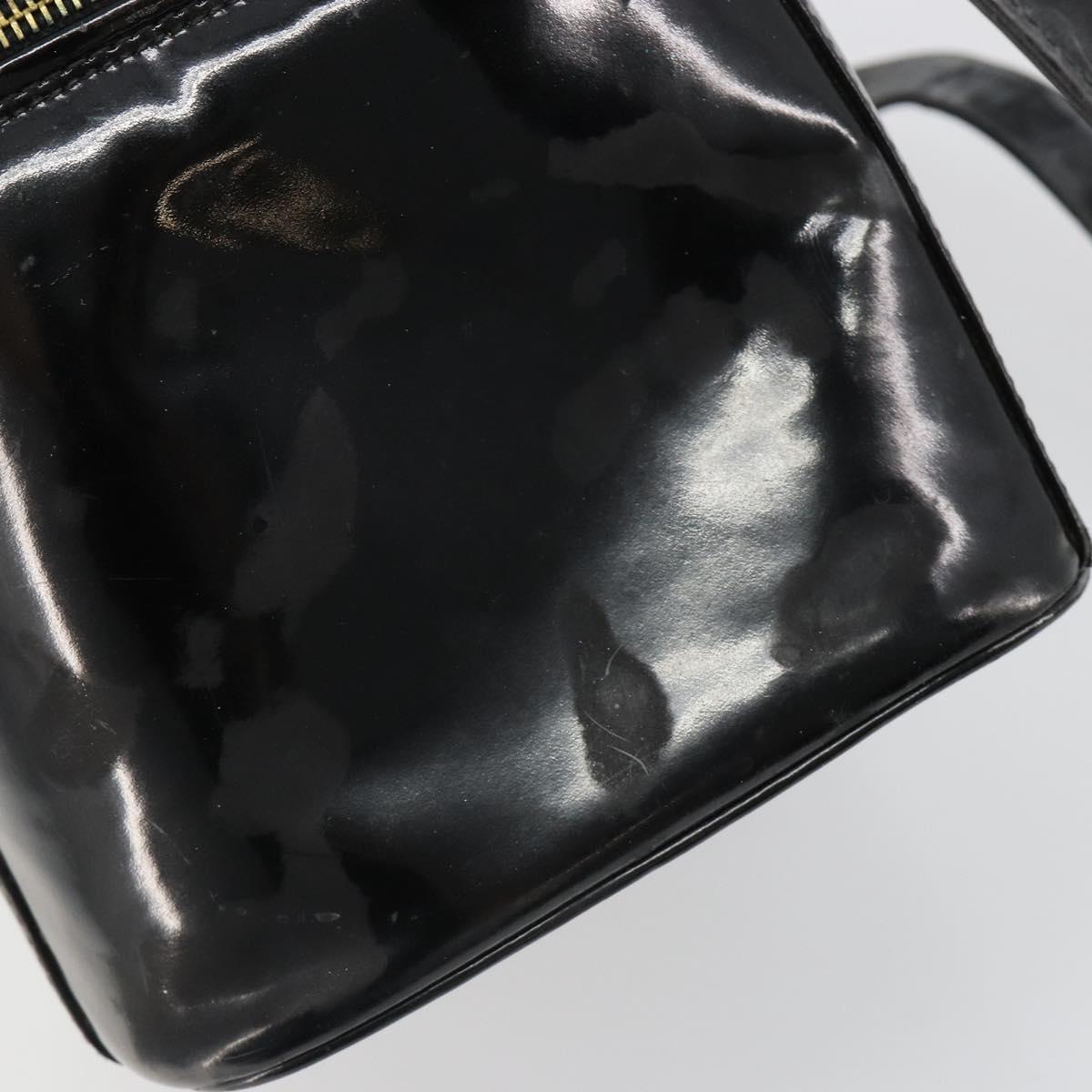 CHANEL Vanity Hand Bag Patent leather 2way Black Gold CC Auth MY059 - Jerrillo image 6