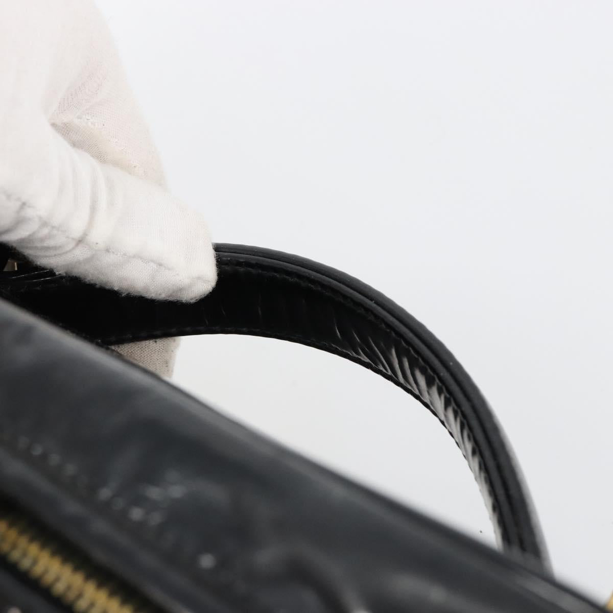 CHANEL Vanity Hand Bag Patent leather 2way Black Gold CC Auth MY059 - Jerrillo image 5