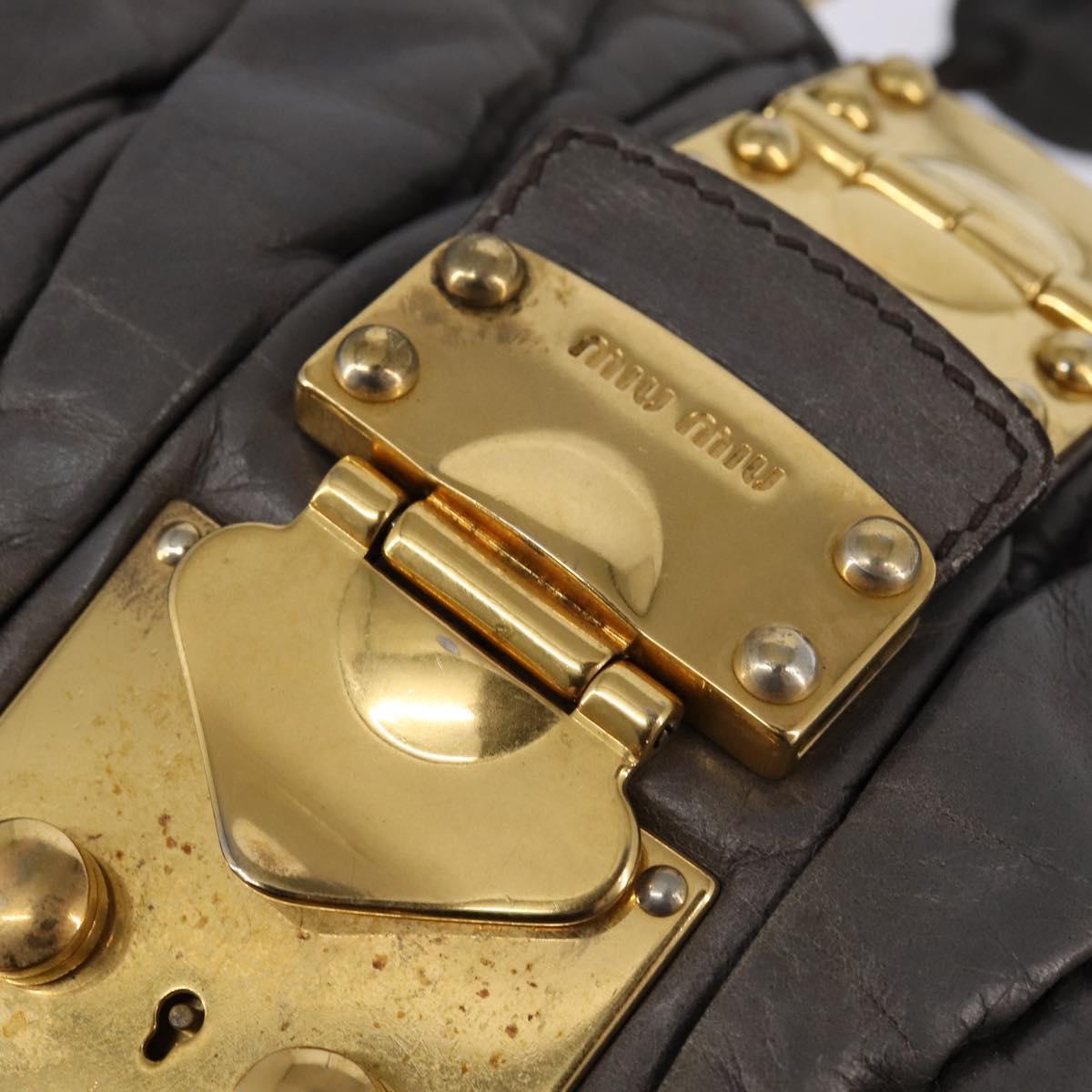 Miu Miu Matelasse Hand Bag Leather 2way Gray Gold Auth SW1535 - Jerrillo image 10