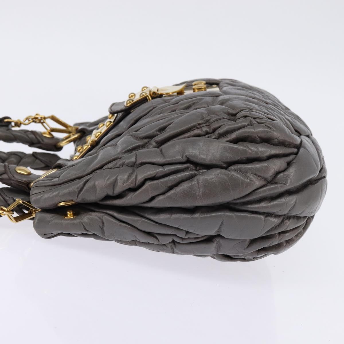 Miu Miu Matelasse Hand Bag Leather 2way Gray Gold Auth SW1535 - Jerrillo image 3