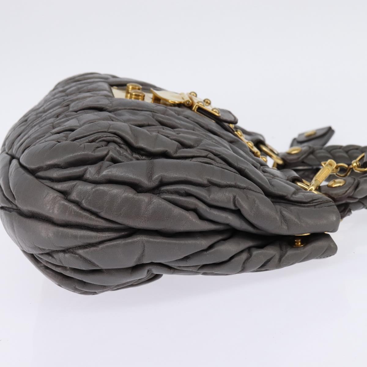 Miu Miu Matelasse Hand Bag Leather 2way Gray Gold Auth SW1535 - Jerrillo image 4