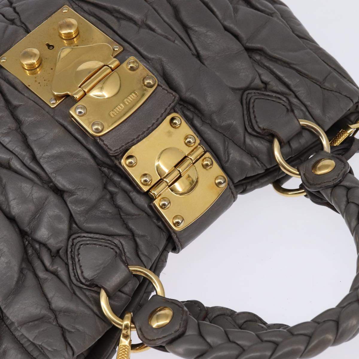 Miu Miu Matelasse Hand Bag Leather 2way Gray Gold Auth SW1535 - Jerrillo image 6