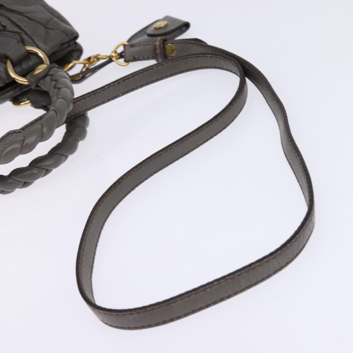 Miu Miu Matelasse Hand Bag Leather 2way Gray Gold Auth SW1535 - Jerrillo image 8