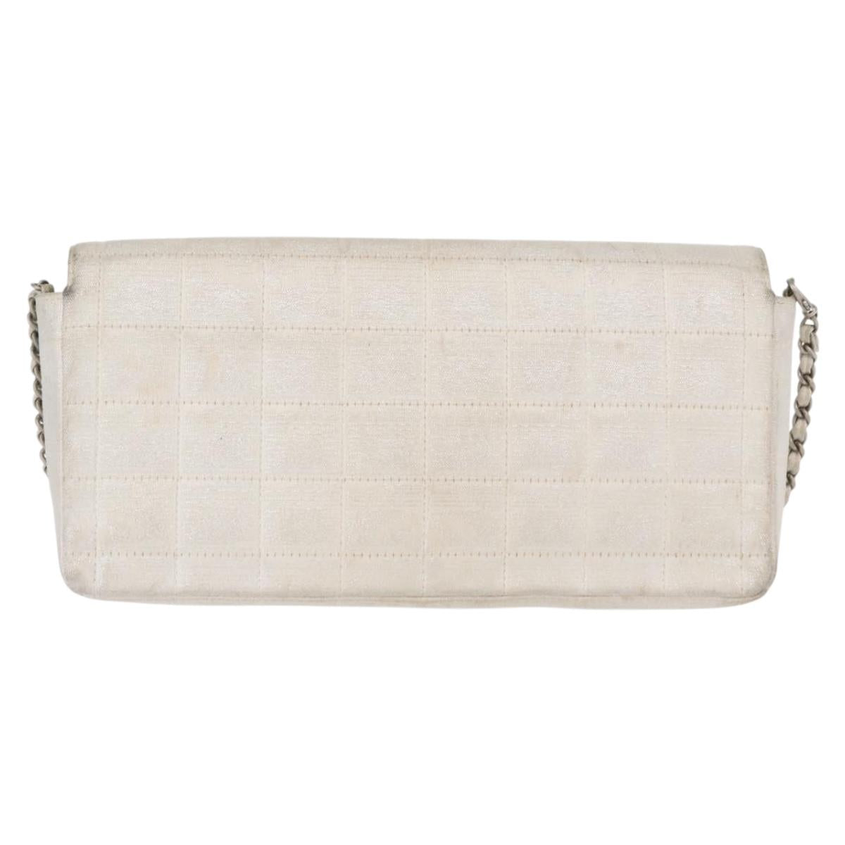 CHANEL Choco Bar New Travel Line Chain Bag Canvas Silver CC Auth yk19792 - Jerrillo image 2