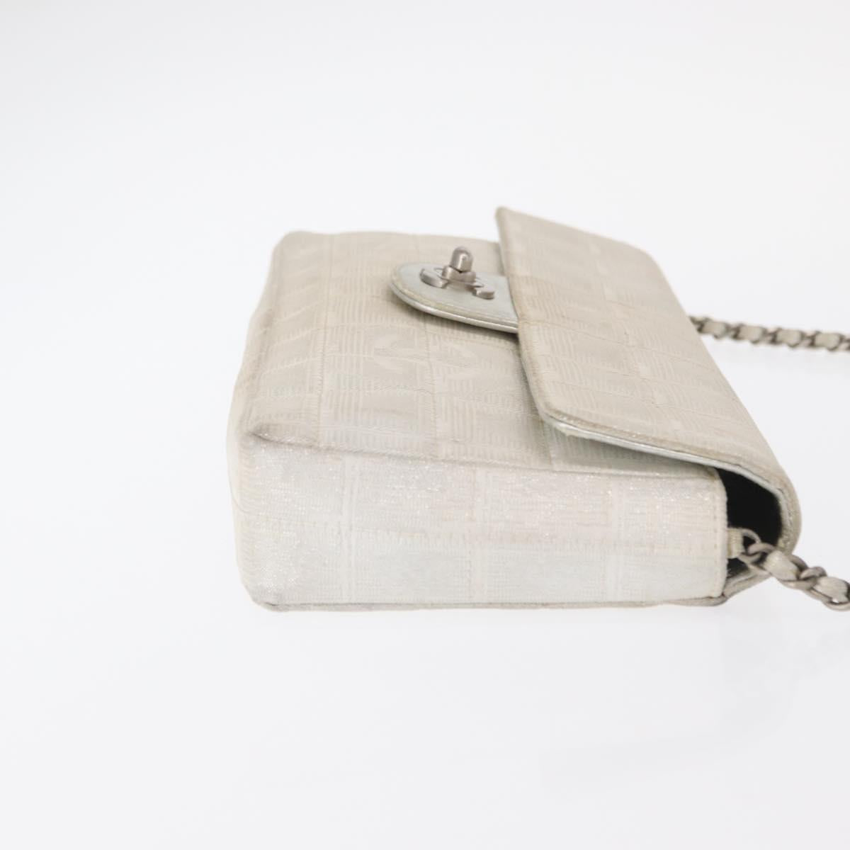 CHANEL Choco Bar New Travel Line Chain Bag Canvas Silver CC Auth yk19792 - Jerrillo image 3