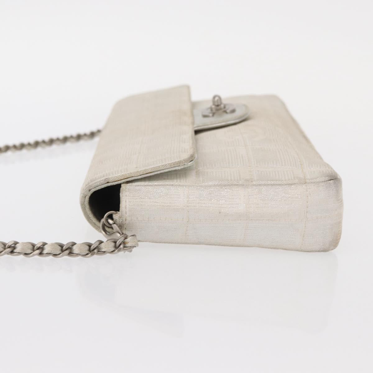 CHANEL Choco Bar New Travel Line Chain Bag Canvas Silver CC Auth yk19792 - Jerrillo image 4