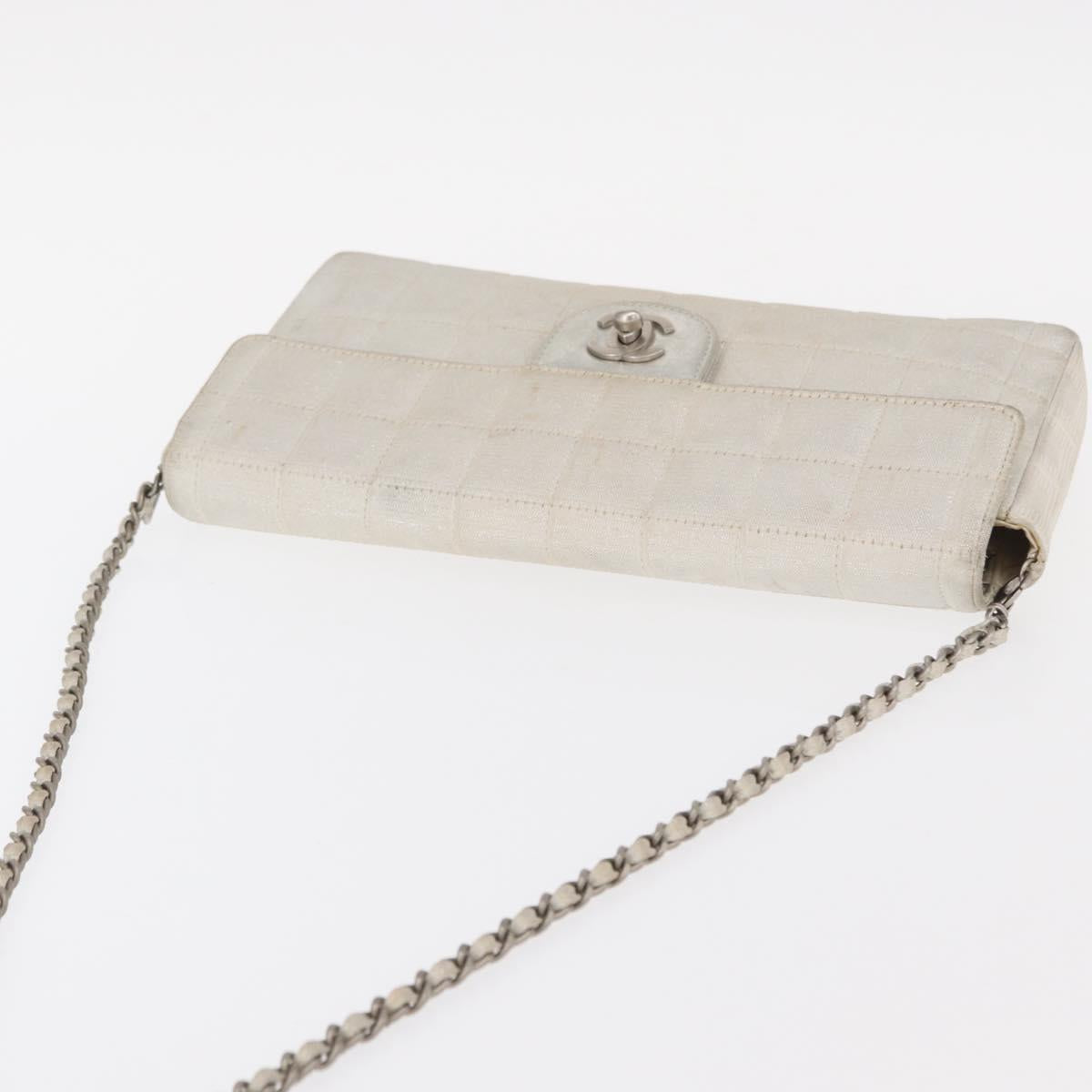 CHANEL Choco Bar New Travel Line Chain Bag Canvas Silver CC Auth yk19792 - Jerrillo image 6