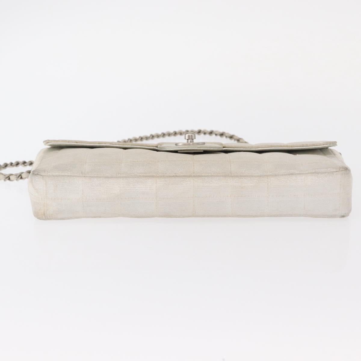 CHANEL Choco Bar New Travel Line Chain Bag Canvas Silver CC Auth yk19792 - Jerrillo image 5