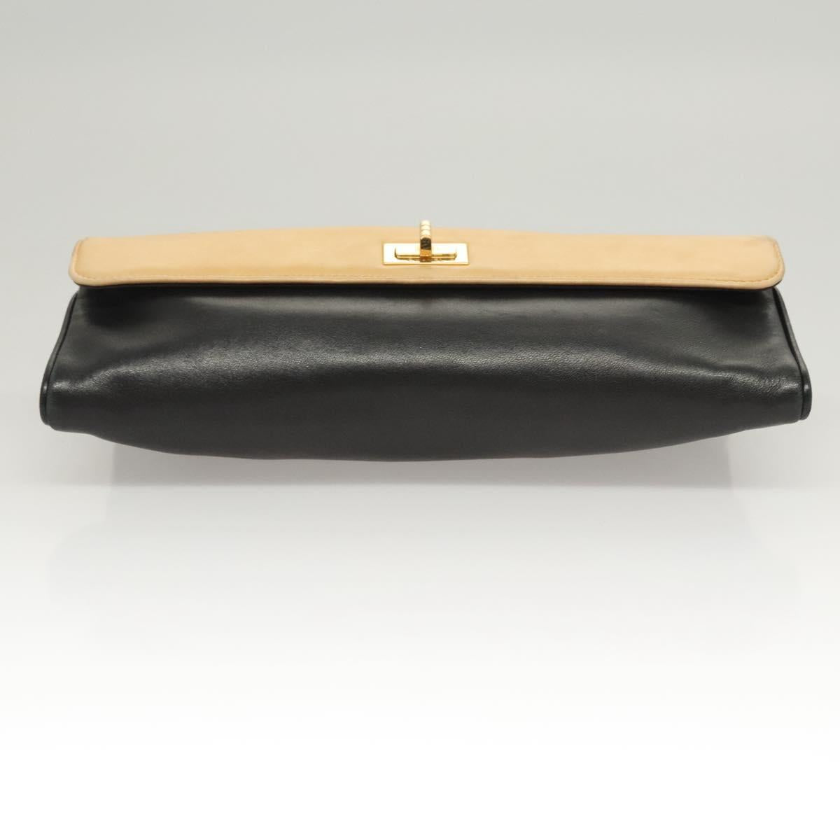 CHANEL Choco Bar Hand Bag Lamb Skin Beige Black CC Auth 123516V - Jerrillo image 5