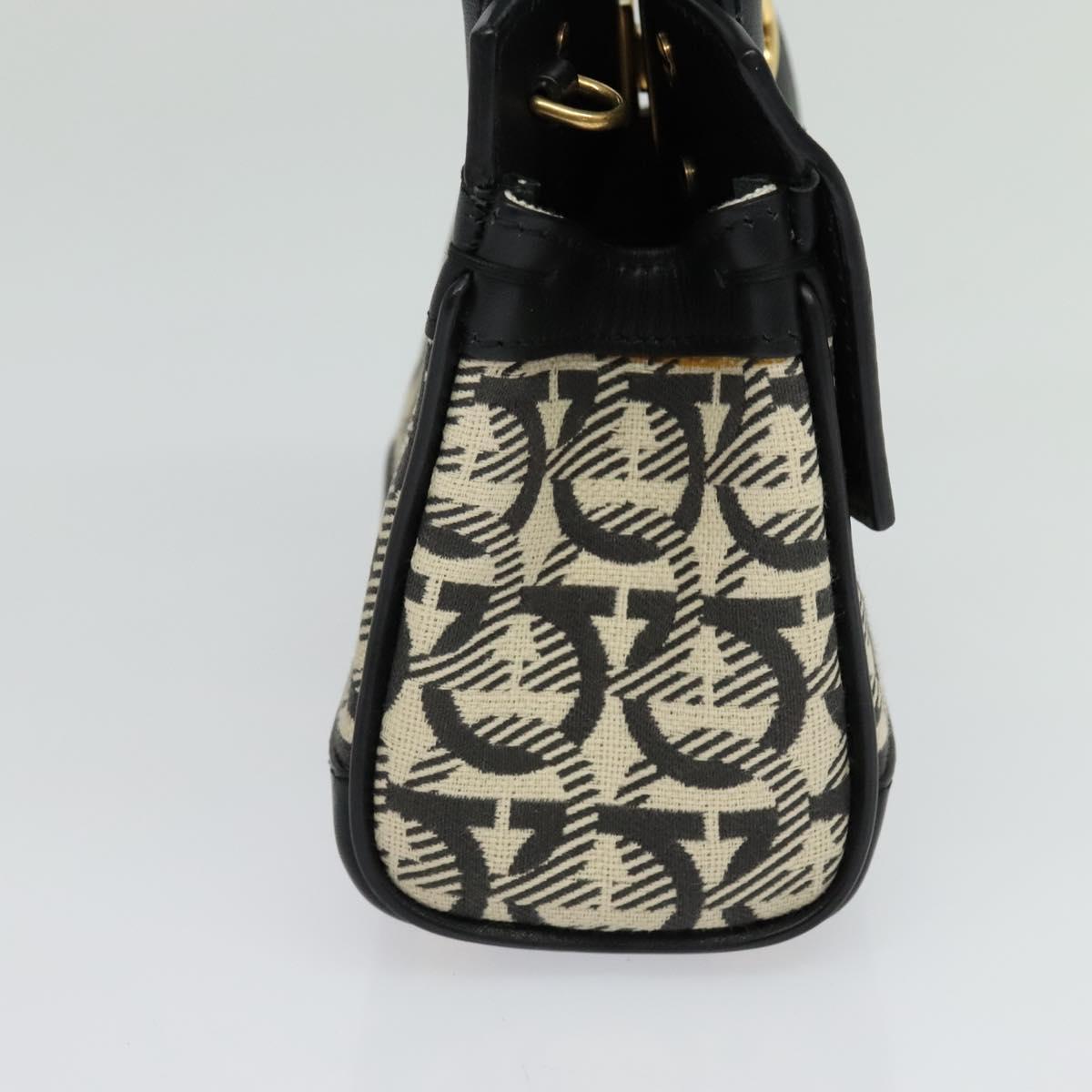Salvatore Ferragamo Gancini Hand Bag Leather 2way Black Gold Auth 131643V - Jerrillo image 3