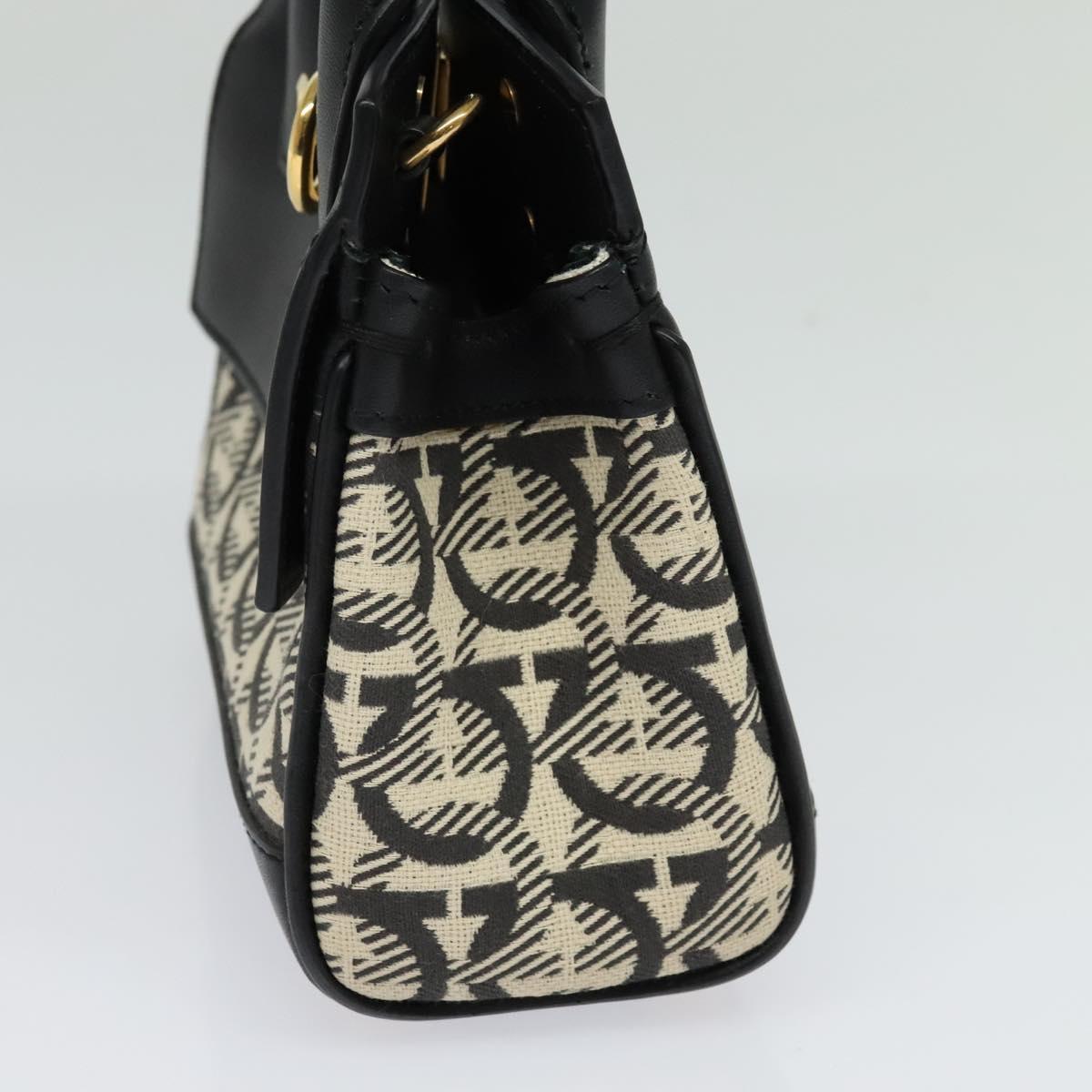 Salvatore Ferragamo Gancini Hand Bag Leather 2way Black Gold Auth 131643V - Jerrillo image 4