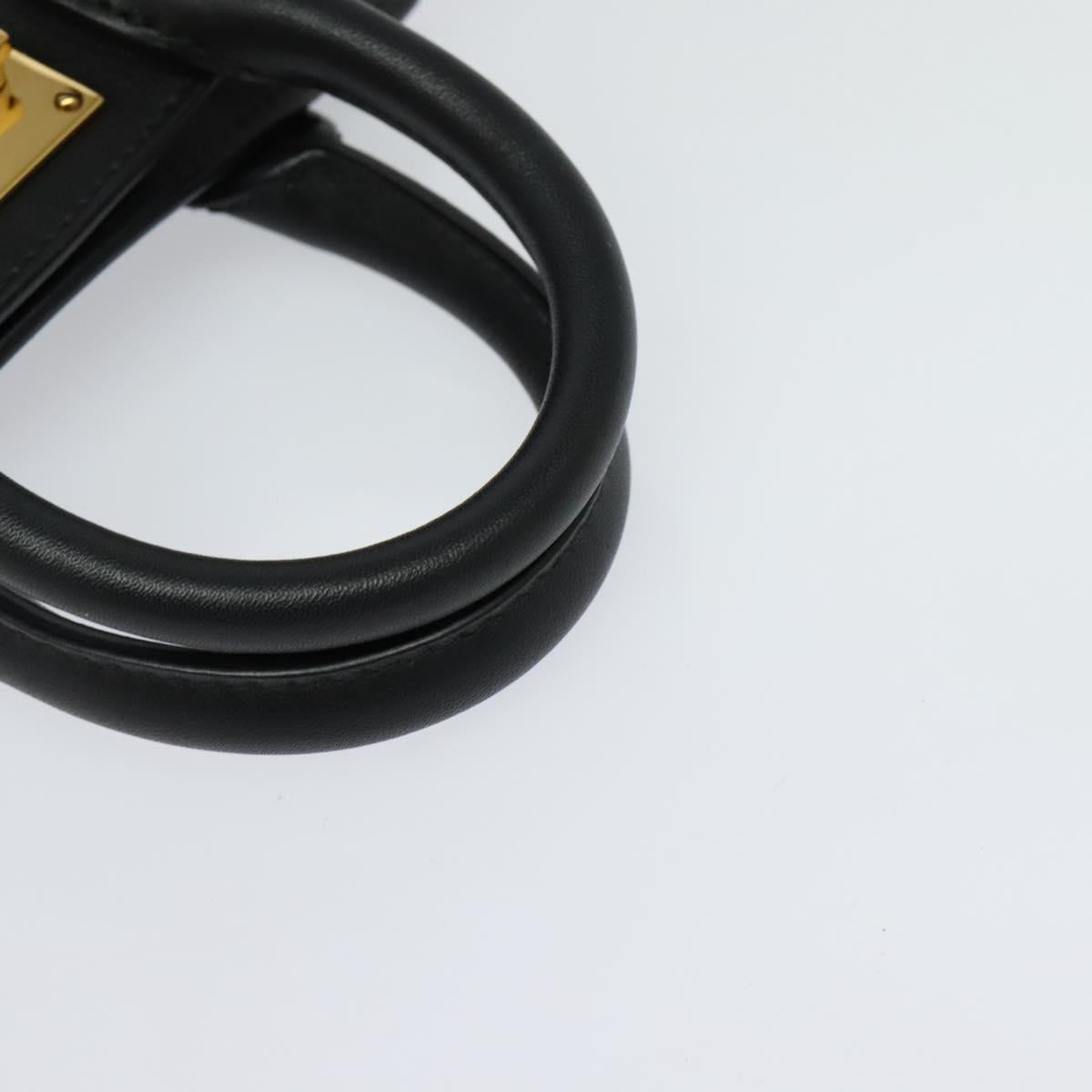 Salvatore Ferragamo Gancini Hand Bag Leather 2way Black Gold Auth 131643V - Jerrillo image 7