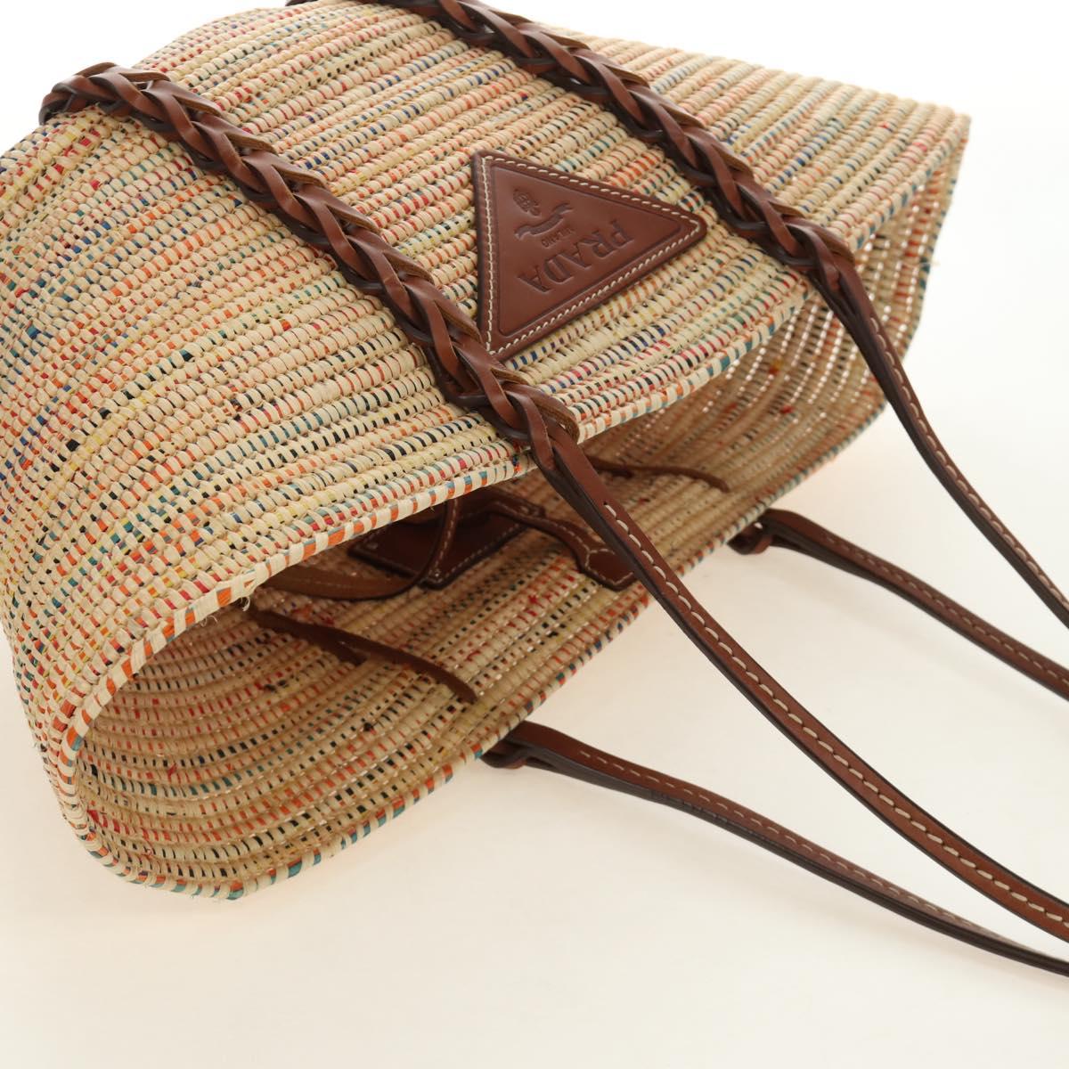PRADA Tote Bag Raffia Beige Auth 167416SM - Jerrillo image 6