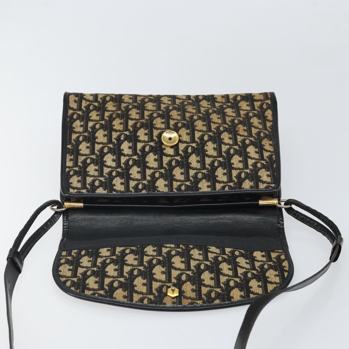 Christian Dior Trotter Canvas Shoulder Bag Navy Gold Auth 168551 - Jerrillo image 10
