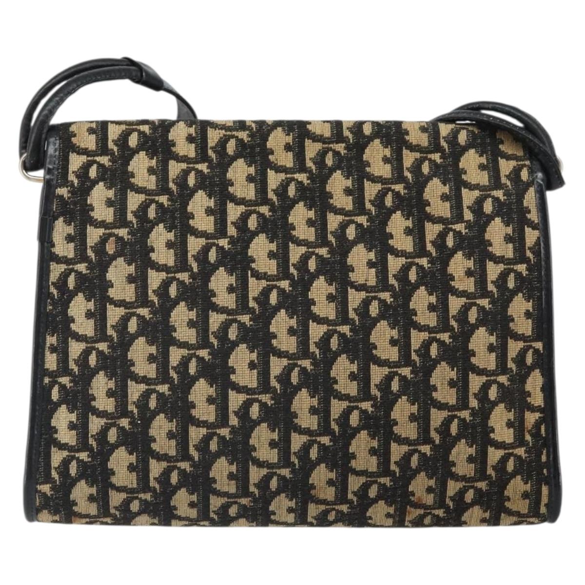 Christian Dior Trotter Canvas Shoulder Bag Navy Gold Auth 168551 - Jerrillo image 2