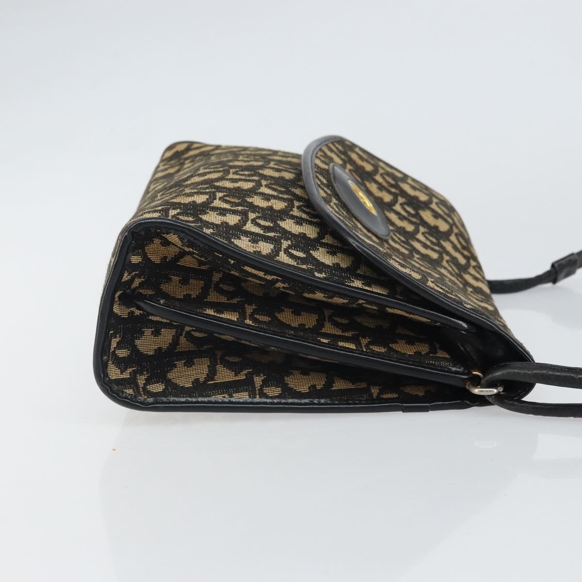 Christian Dior Trotter Canvas Shoulder Bag Navy Gold Auth 168551 - Jerrillo image 3